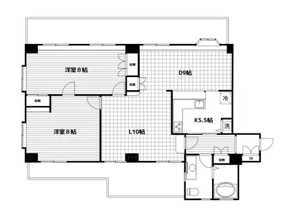 天王町ビル(2LDK/5階)の間取り写真