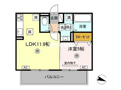 アテリア伍番館(1LDK/3階)の間取り写真