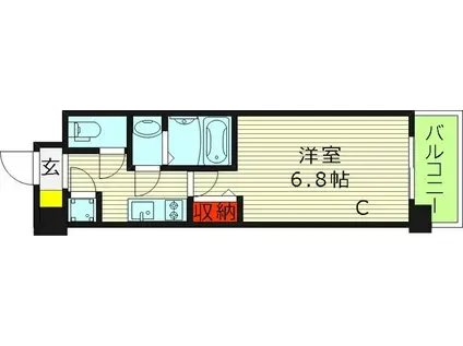 レジュールアッシュ ザ・パークフロント(1K/7階)の間取り写真