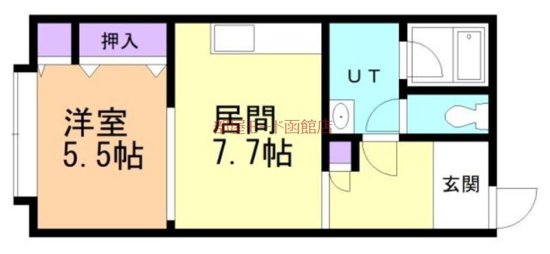 アーバンドムール(1DK/2階)の間取り写真