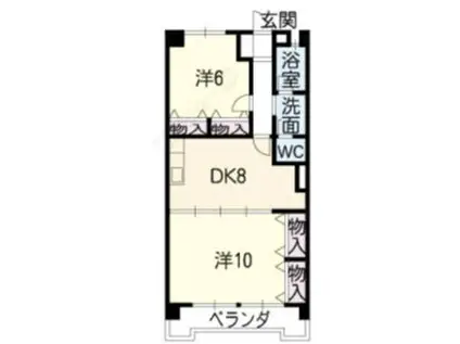 サンパティーク小碓(2DK/2階)の間取り写真