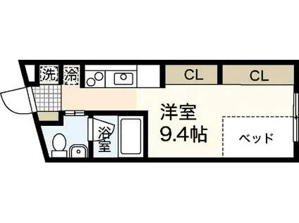 エストレビータII(ワンルーム/2階)の間取り写真