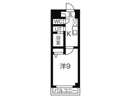 サンパティーク東片端(1K/3階)の間取り写真