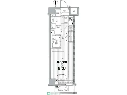 メイクス東向島II(1K/2階)の間取り写真