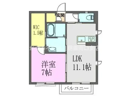 ベルフルールII(1LDK/2階)の間取り写真