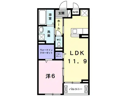 ヴィアーレ武庫町(1LDK/2階)の間取り写真