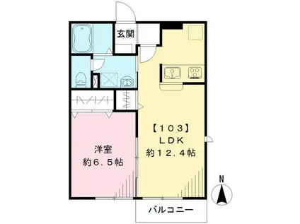 エルメゾン ソレイユ(1LDK/1階)の間取り写真