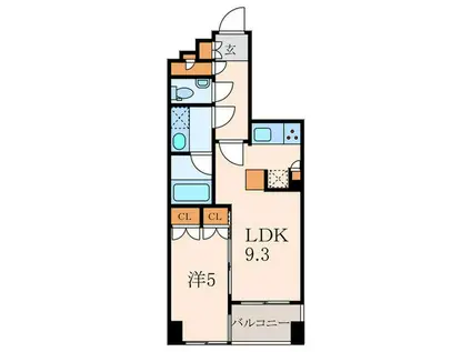 MFPRコート赤坂見附(1LDK/6階)の間取り写真