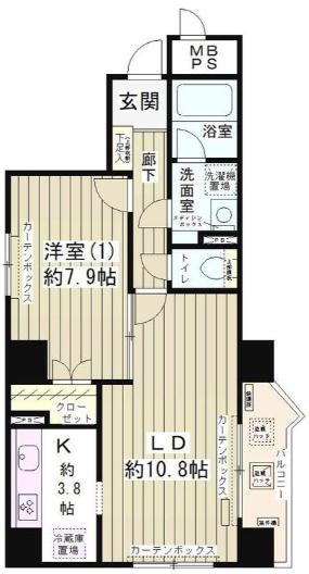 ハイクラッセ日本橋浜町(1LDK/2階)の間取り写真