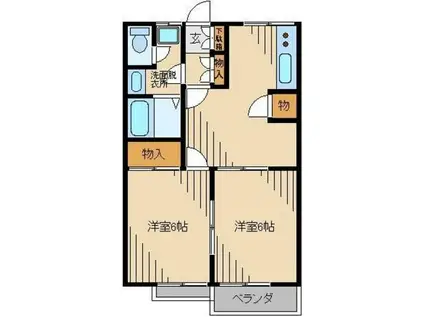 プランドール南桜井(2DK/1階)の間取り写真