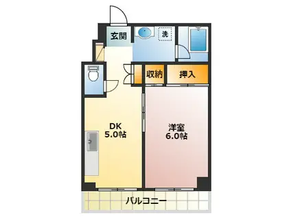シャトー常盤台(1DK/3階)の間取り写真