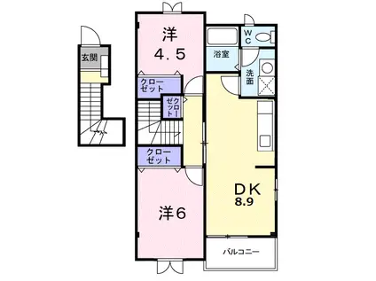エステートHIBINO(2DK/2階)の間取り写真