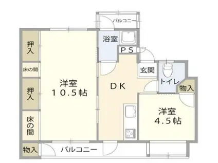 山陽電鉄本線 大蔵谷駅 徒歩8分 3階建 築62年(3DK/1階)の間取り写真