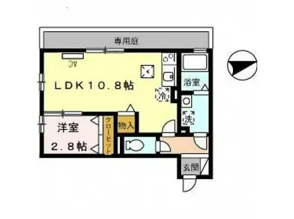 セジュールGEN(1LDK/1階)の間取り写真