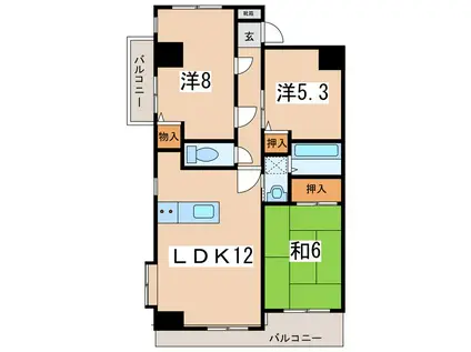 ナイスアーバン甲府中央(3LDK/6階)の間取り写真