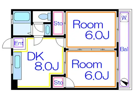 グレイドハイツ(2DK/2階)の間取り写真