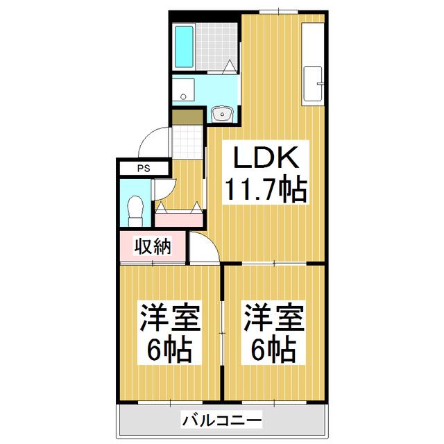 WINDY PLACE(2LDK/2階)の間取り写真