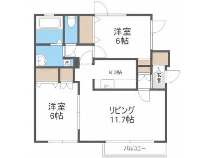 フォルモーザ発寒(2LDK/4階)の間取り写真