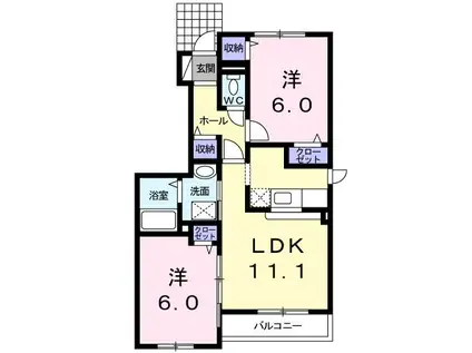 コートジェイ(2LDK/1階)の間取り写真