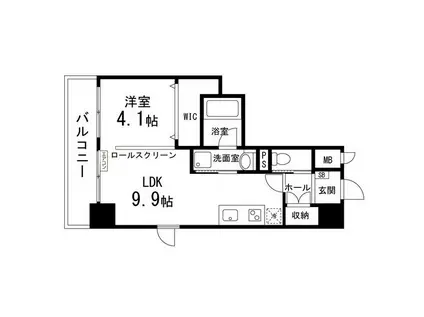 ルキシア大町西公園(1LDK/5階)の間取り写真