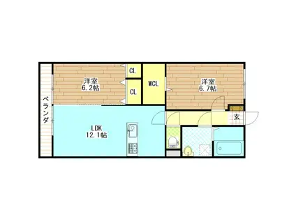 FELICIAIII(2LDK/1階)の間取り写真