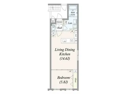 プレール・ドゥーク新宿ウエスト(1K/4階)の間取り写真