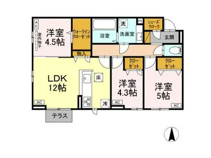 D-ROOMおゆみ野中央2丁目(3LDK/1階)の間取り写真