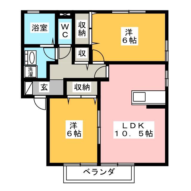 WISTERIA B(2LDK/2階)の間取り写真