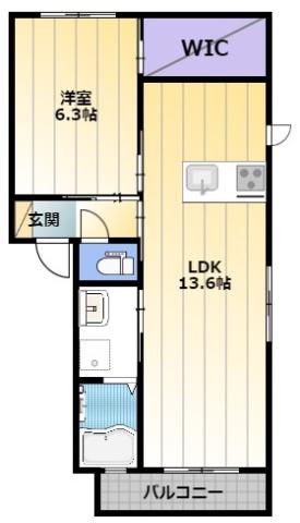 サウスバレーA(1LDK/2階)の間取り写真