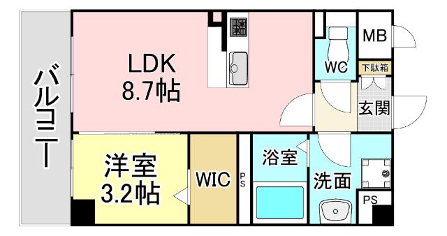 コンフォールパピヨン(1LDK/2階)の間取り写真