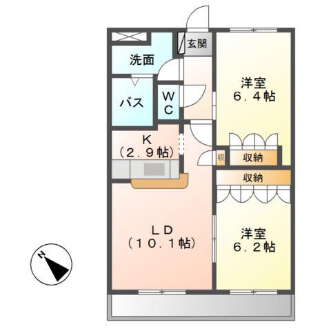 クレスト(2LDK/2階)の間取り写真