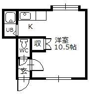 パラドール(ワンルーム/1階)の間取り写真