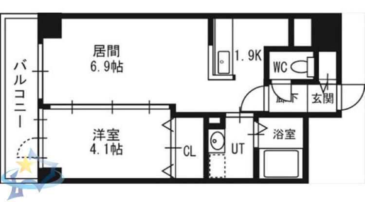 グランカーサ南6条(1LDK/5階)の間取り写真