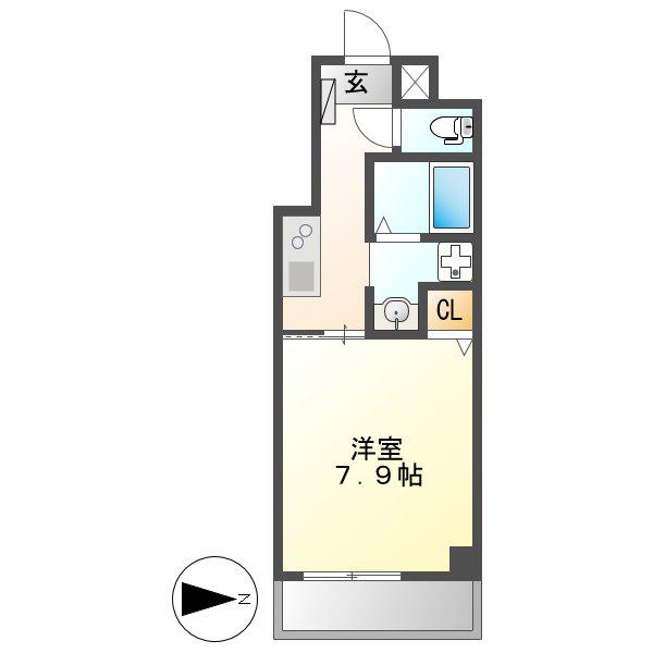 アーバンフラッツ伏見(1K/3階)の間取り写真