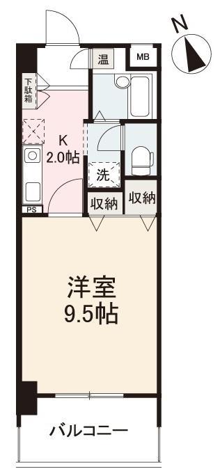 グラシエール木太町(1K/2階)の間取り写真