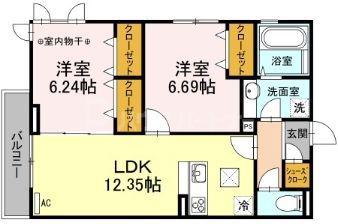 ソレイユM(2LDK/2階)の間取り写真