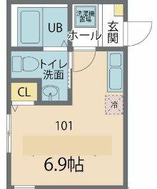 カインドネス港南1号棟(ワンルーム/1階)の間取り写真