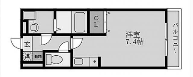 エクセル田中 E(1K/2階)の間取り写真