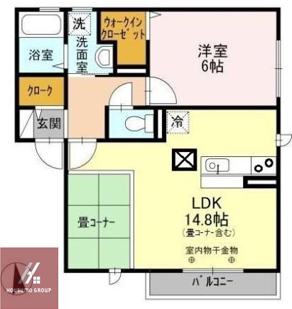 ダッフィールーム(1LDK/1階)の間取り写真