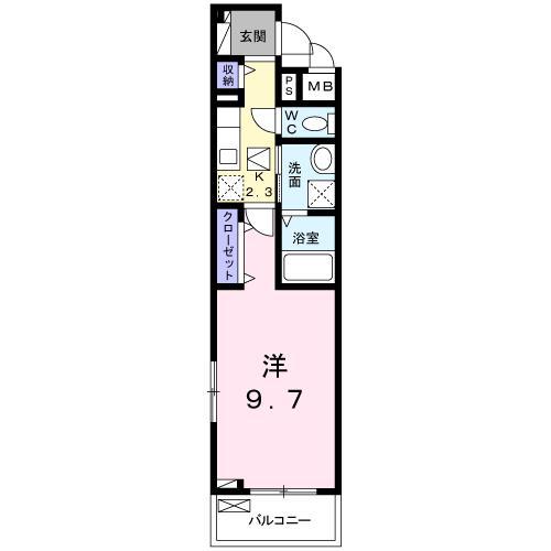 アリエッタ福室M(1K/1階)の間取り写真