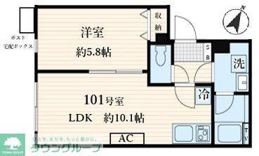 ALATO菊川(1LDK/1階)の間取り写真