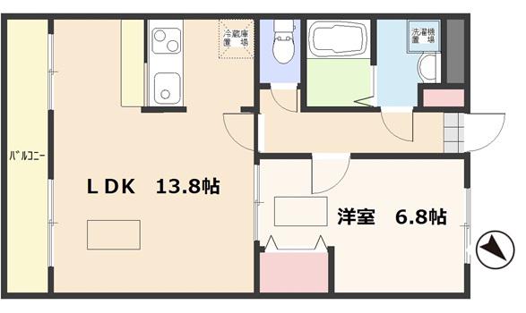 ファミリア富里(1LDK/2階)の間取り写真