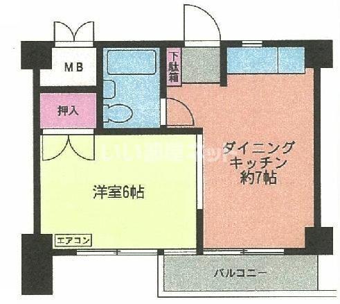 代官町ハウゼック(1DK/2階)の間取り写真