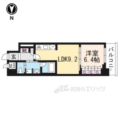 リーガル京都五条大宮(1LDK/6階)の間取り写真