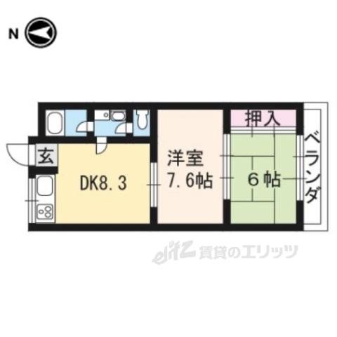 エッセンシャルハイツ(2DK/1階)の間取り写真