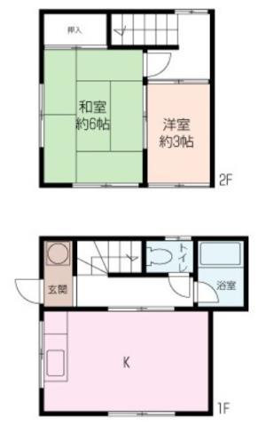 ボヌール佐野弐番館(2DK/1階)の間取り写真