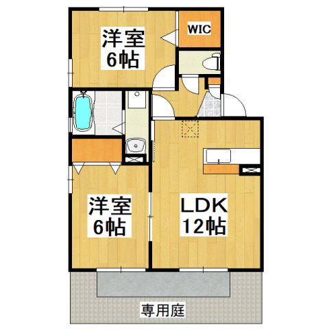 ロイヤルガーデン吉川 A(2LDK/1階)の間取り写真