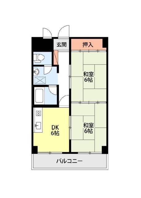 リバティープラザ新大駅前(2DK/2階)の間取り写真