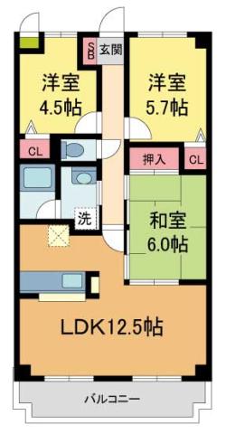 ココ西宮(3LDK/3階)の間取り写真