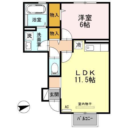 プランドール大町(1LDK/1階)の間取り写真